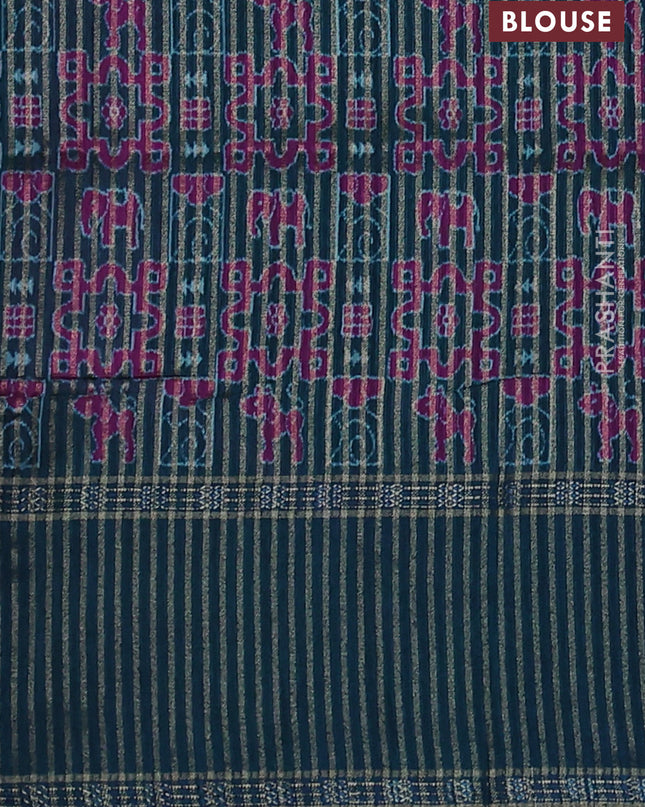Art tussar saree purple and peacock green with plain body and rettapet zari woven border