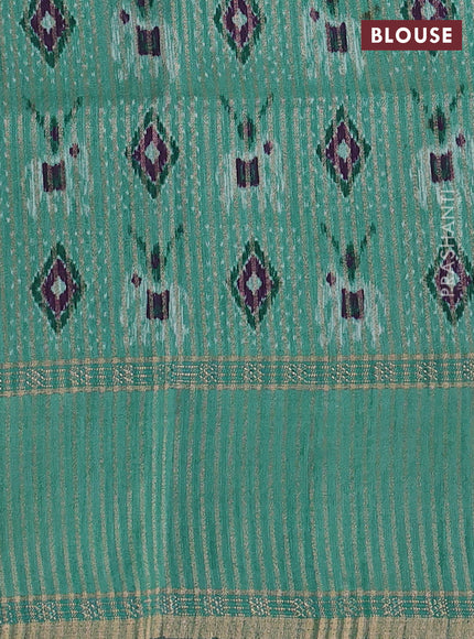 Art tussar saree deep jamun and teal green with plain body and rettapet zari woven border