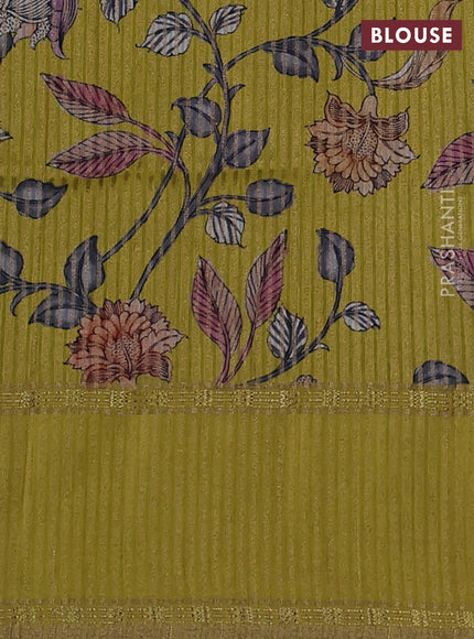 Art tussar saree black and lime yellow with plain body and rettapet zari woven border