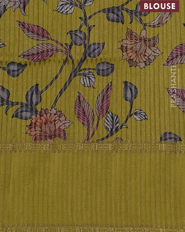 Art tussar saree black and lime yellow with plain body and rettapet zari woven border