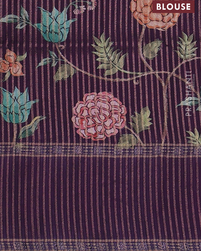 Art tussar saree teal green and deep purple with plain body and rettapet zari woven border
