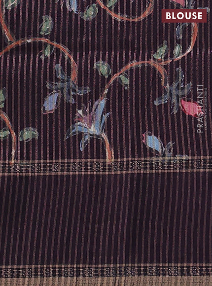 Art tussar saree red and deep jamun with plain body and rettapet zari woven border