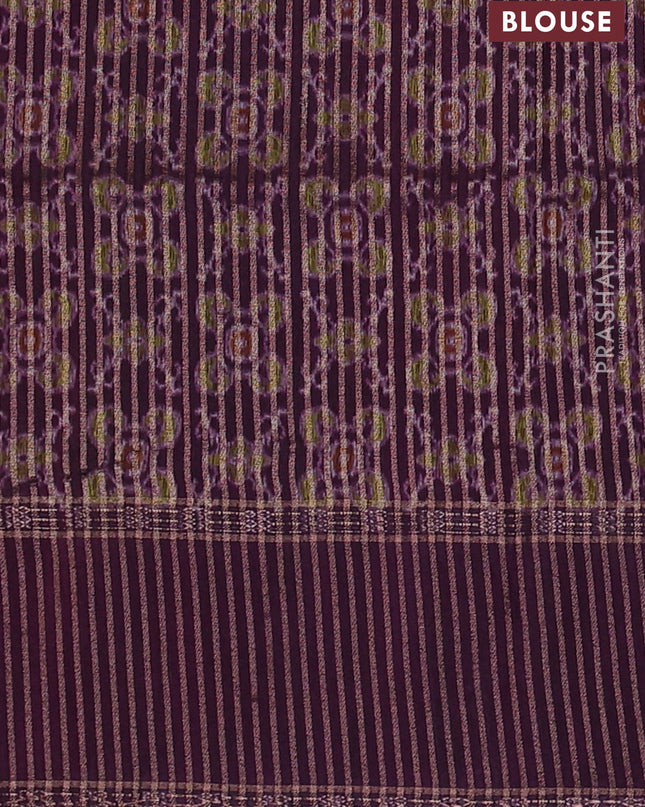 Art tussar saree light green and deep purple with plain body and rettapet zari woven border