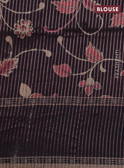 Art tussar saree maroon shade and deep jamun with plain body and rettapet zari woven border