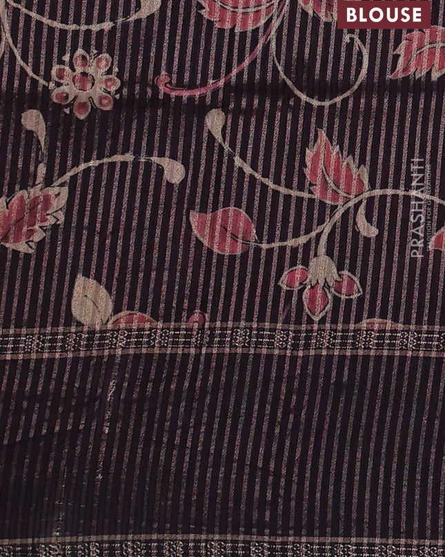 Art tussar saree maroon shade and deep jamun with plain body and rettapet zari woven border