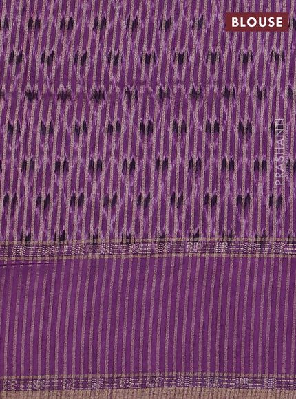 Art tussar saree deep jamun and lavender with plain body and rettapet zari woven border