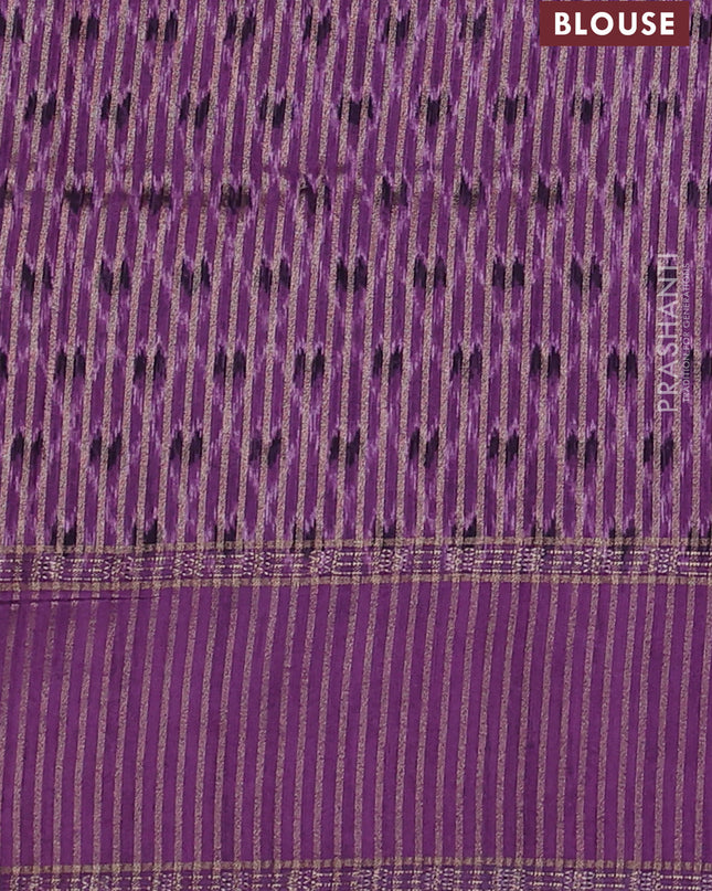Art tussar saree deep jamun and lavender with plain body and rettapet zari woven border
