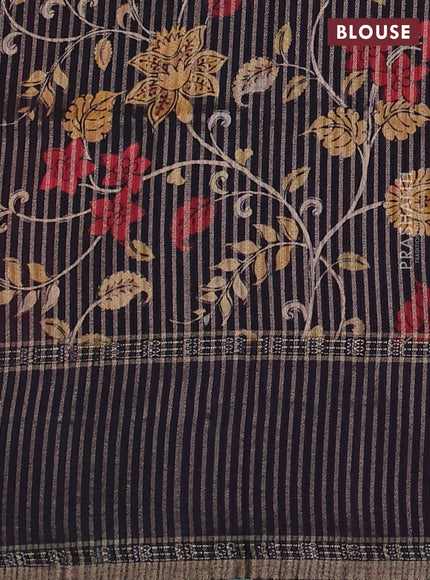 Art tussar saree maroon and navy blue with plain body and rettapet zari woven border