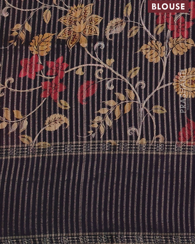Art tussar saree maroon and navy blue with plain body and rettapet zari woven border