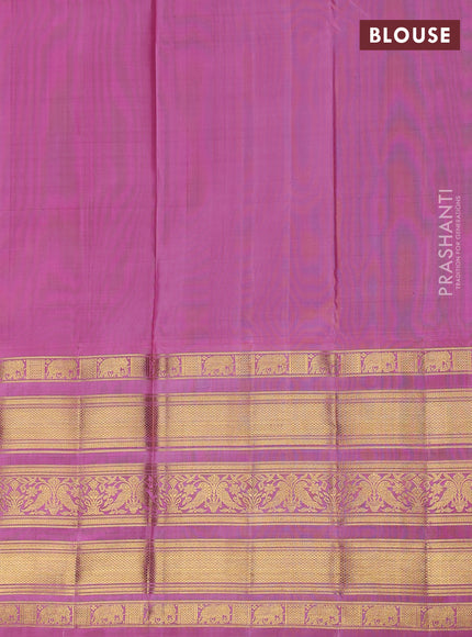 Pure kanchipuram unstitched silk lehenga light green and pastel pink with plain body and zari woven border