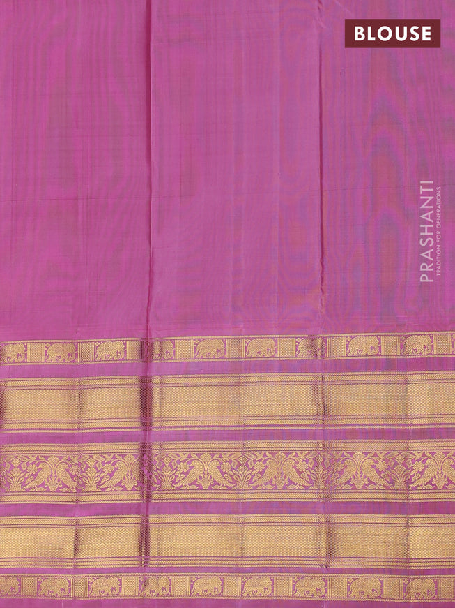 Pure kanchipuram unstitched silk lehenga light green and pastel pink with plain body and zari woven border