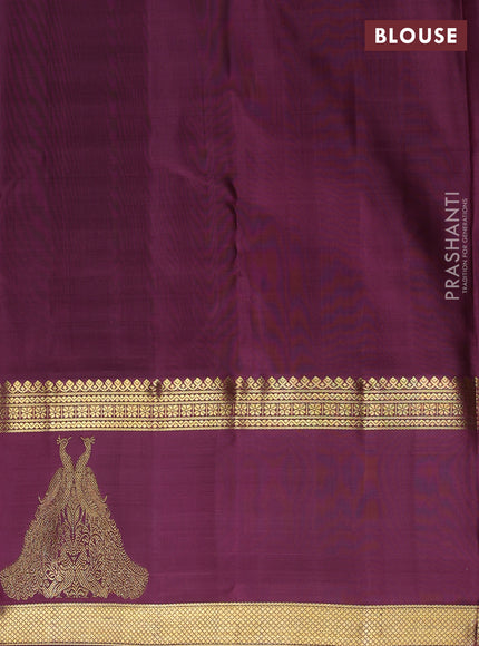 Pure Tissue kanchipuram unstitched silk lehenga pista green and wine shade with allover zari weaves and rettapet zari woven butta border