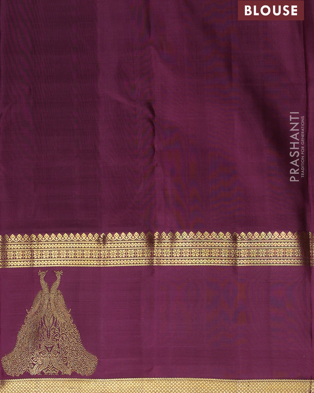 Pure Tissue kanchipuram unstitched silk lehenga pista green and wine shade with allover zari weaves and rettapet zari woven butta border