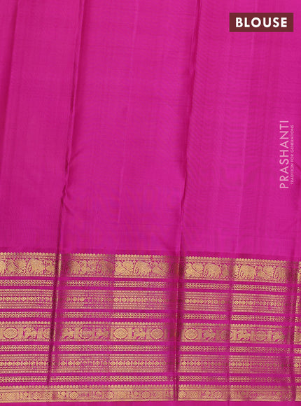 Pure kanchipuram unstitched silk lehenga mustard yellow and pink with allover zari weaves and zari woven border