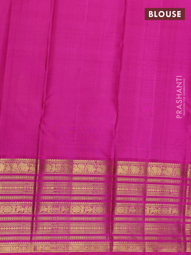 Pure kanchipuram unstitched silk lehenga mustard yellow and pink with allover zari weaves and zari woven border