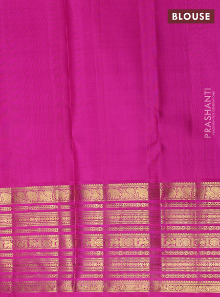 Pure kanchipuram unstitched silk lehenga navy blue and pink with allover zari weaves and zari woven border