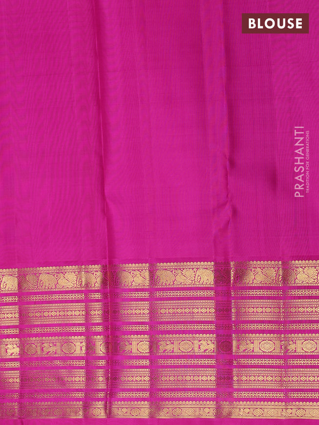 Pure kanchipuram unstitched silk lehenga navy blue and pink with allover zari weaves and zari woven border