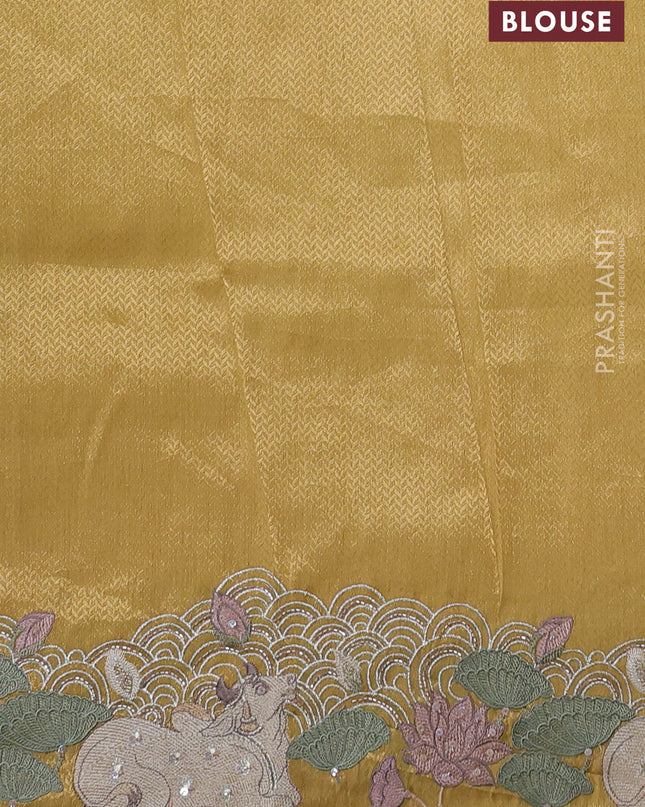 Banarasi silk saree yellow with allover zari weaves & sequin work and embroidery border