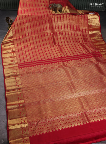 Pure kanchipuram silk saree maroon with allover zari woven broacade pattern and long zari woven border