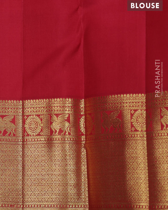 Pure kanchipuram silk saree maroon with allover zari woven broacade pattern and long zari woven border