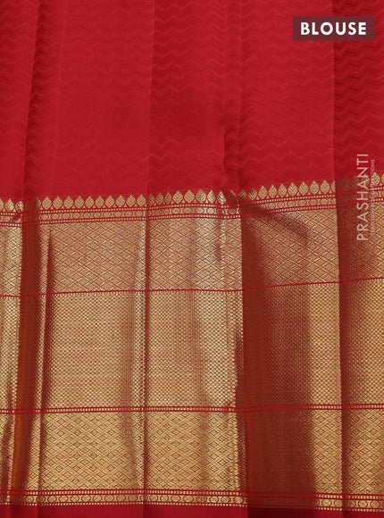 Pure kanchipuram silk saree red with allover zari checks & buttas and long zari woven border