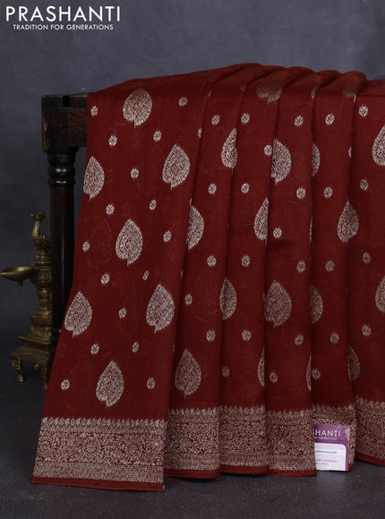 Banarasi semi raw silk saree orange with woven buttas and woven border