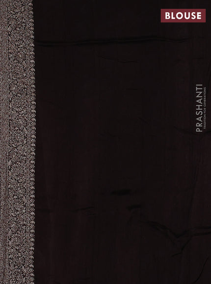 Banarasi semi raw silk saree coffee brown with woven buttas and woven border