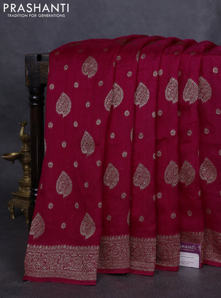 Banarasi semi raw silk saree pink with woven buttas and woven border