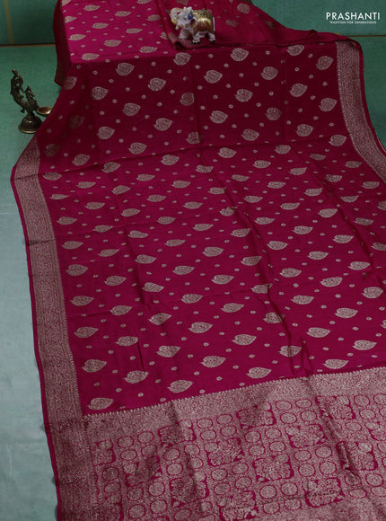 Banarasi semi raw silk saree pink with woven buttas and woven border