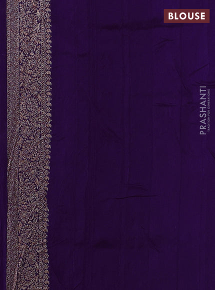 Banarasi semi raw silk saree violet with woven buttas and woven border