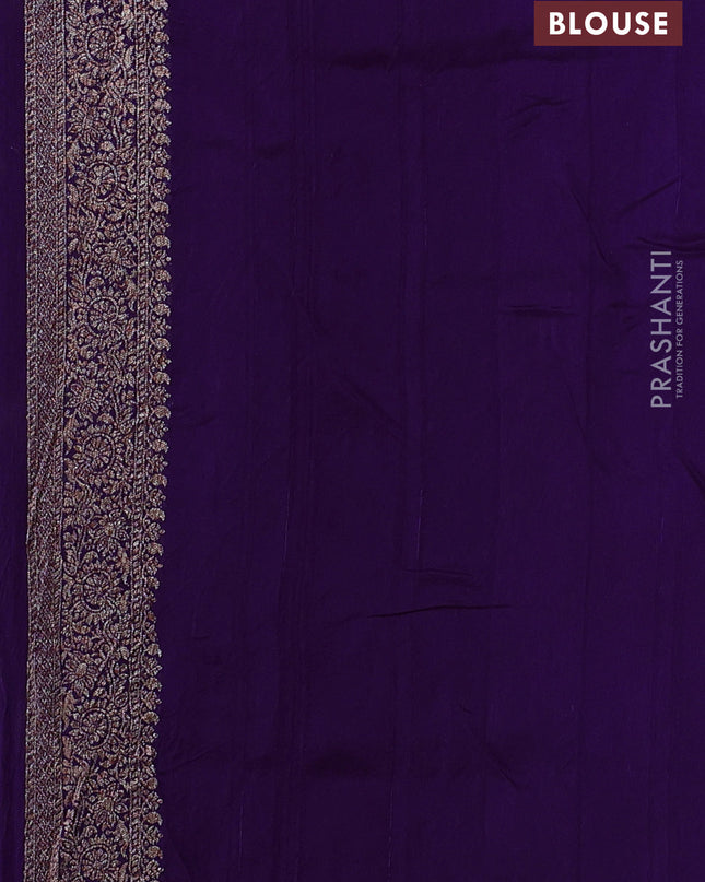 Banarasi semi raw silk saree violet with woven buttas and woven border