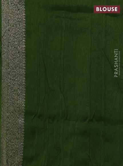 Banarasi semi raw silk saree green with woven buttas and woven border