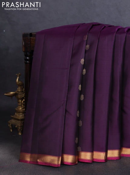Pure soft silk saree violet and magenta pink with zari woven buttas and zari woven border