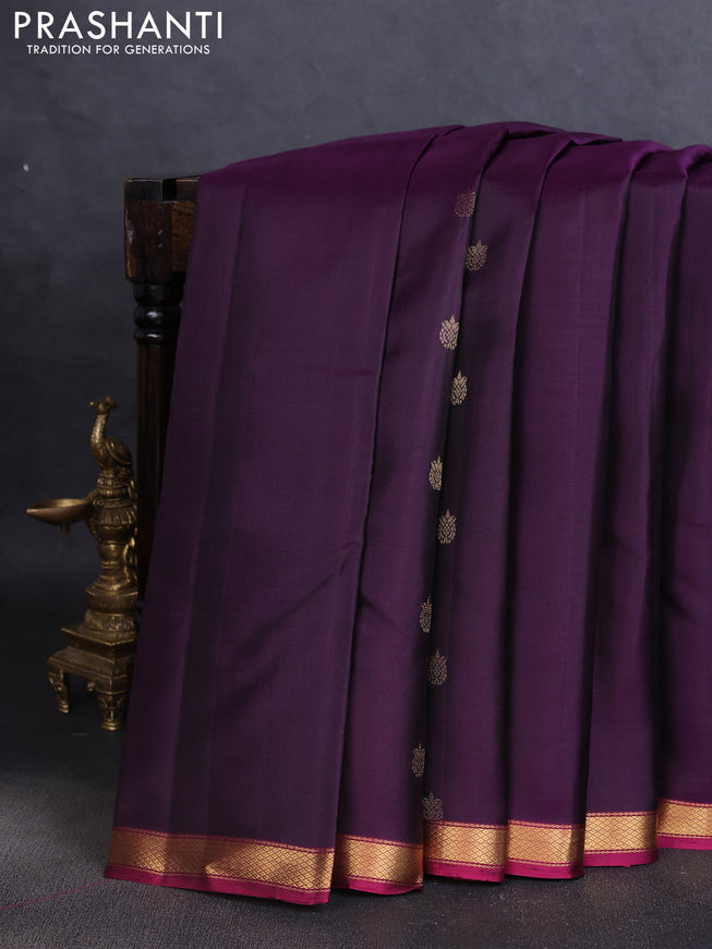 Pure soft silk saree violet and magenta pink with zari woven buttas and zari woven border