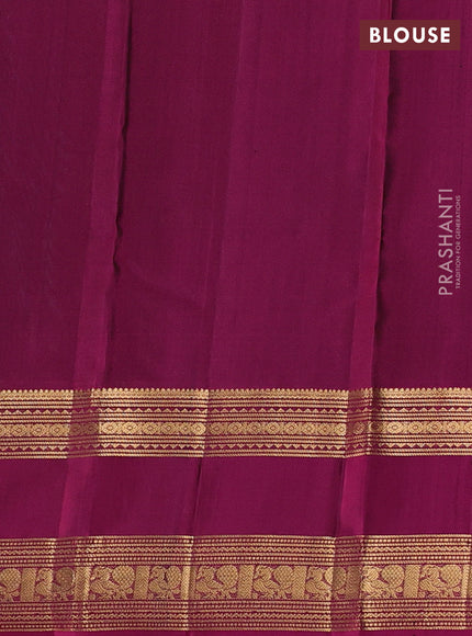 Pure soft silk saree peacock green and magenta pink with zari woven buttas and rettapet zari woven border