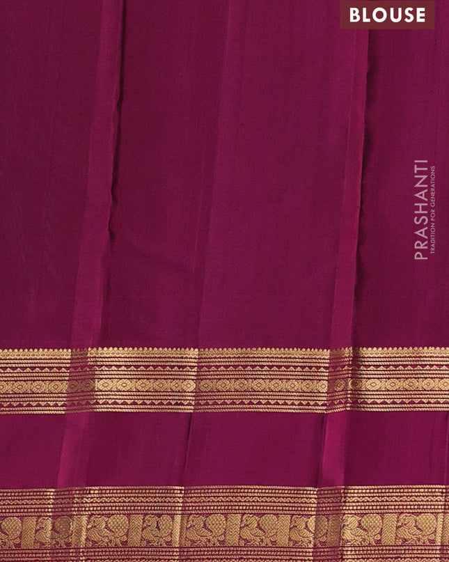 Pure soft silk saree peacock green and magenta pink with zari woven buttas and rettapet zari woven border