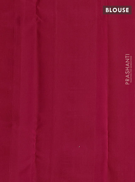 Pure soft silk saree dual shade of pinkish orange with zari weaves and temple design zari border