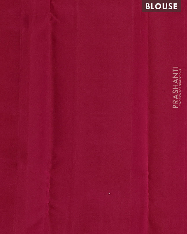 Pure soft silk saree dual shade of pinkish orange with zari weaves and temple design zari border