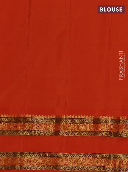 Pure gadwal silk saree purple and orange with allover zari checks & buttas and rettapet zari woven border