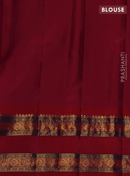 Pure gadwal silk saree green and maroon with allover zari checks & buttas and rettapet zari woven border