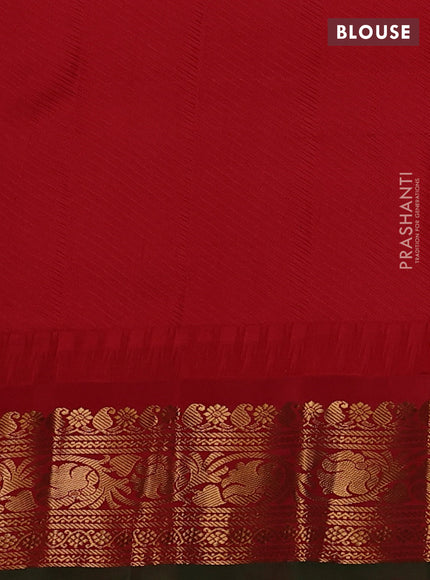 Pure gadwal silk saree green and red with allover zari weaves and zari woven border