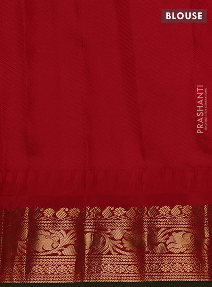Pure gadwal silk saree grey and red with allover zari weaves and zari woven border