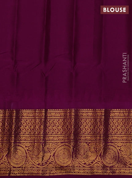 Pure gadwal silk saree light green and purple with zari woven paisley buttas and temple design zari woven border