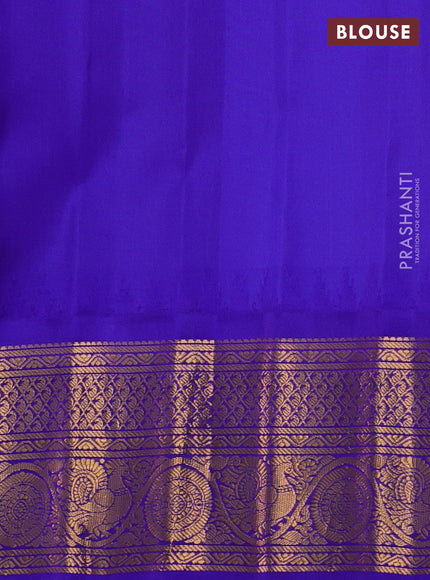 Pure gadwal silk saree pastel pink and blue with zari woven paisley buttas and temple design zari woven border