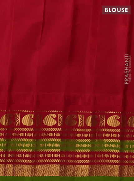 Pure gadwal silk saree grey and red with zari woven buttas and zari woven border