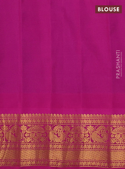 Pure gadwal silk saree blue and pink with zari woven buttas and temple design zari woven border