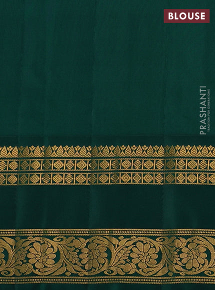 Pure gadwal silk saree royal blue and green with silver & gold zari woven buttas and rettapet zari woven border