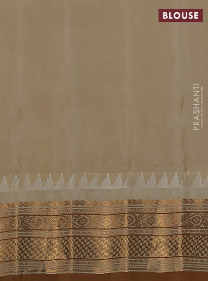 Pure gadwal silk saree maroon and sandal with zari woven buttas and zari woven border