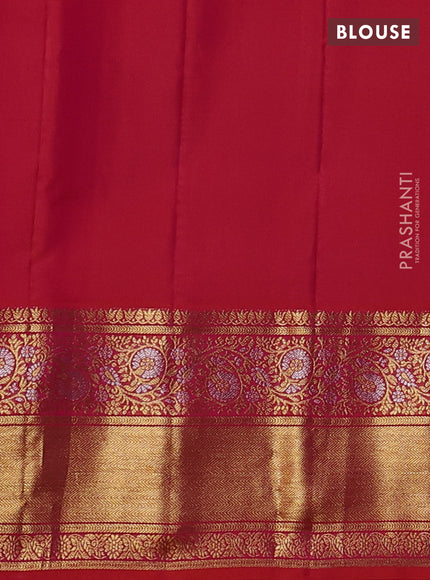 Pure gadwal silk saree peacock green and pink with zari woven buttas and zari woven border