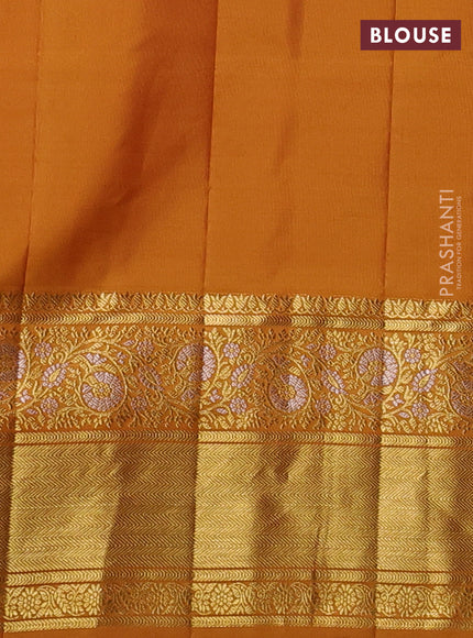 Pure gadwal silk saree purple and mustard yellow with zari woven buttas and zari woven border